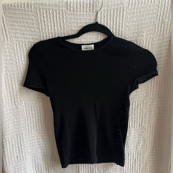 Sunday Best Aritzia Black Mesh Top Women’s XXS - Picture 1 of 4